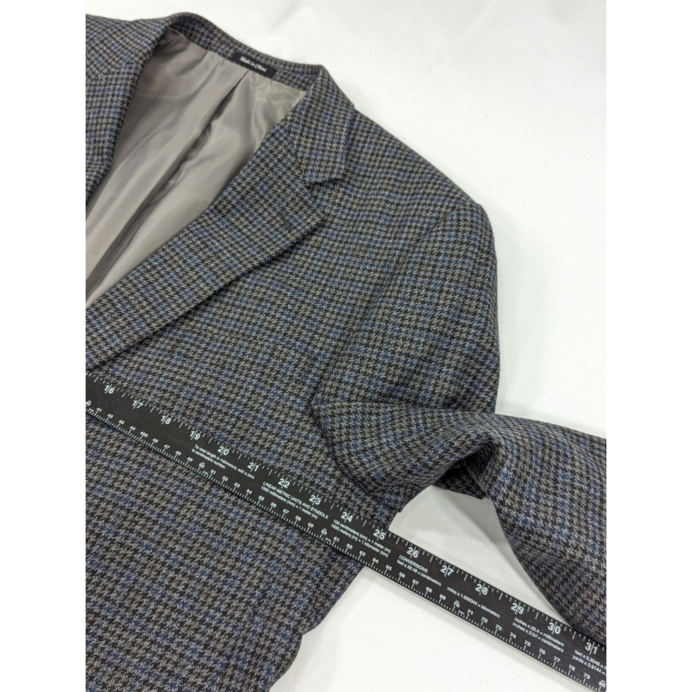Chaps Ralph Lauren Blazer Suit Jacket Soft Wool Houndstooth Subtle Plaid 48R EUC - Picture 12 of 13